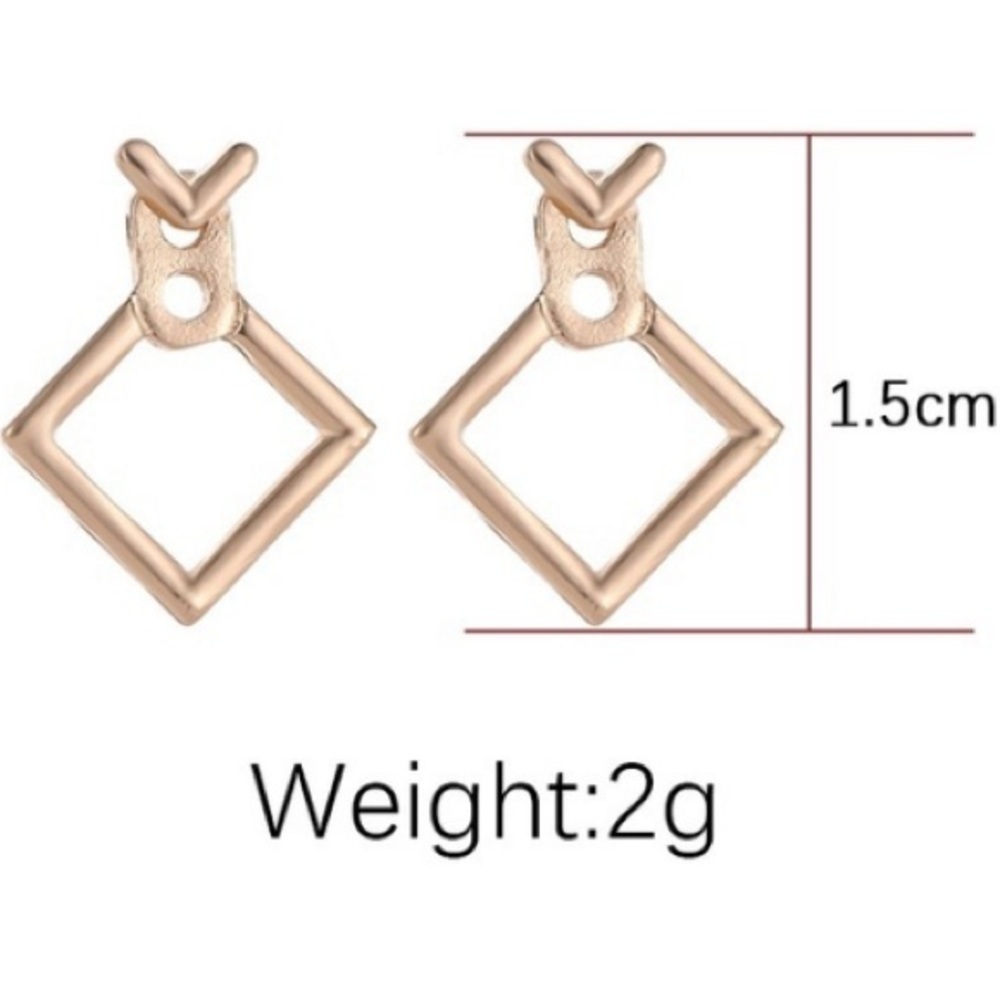 [SILVER]Modern Minimal Geometric Square Versatile Stud Earrings EarJacket - Picture 15 of 15